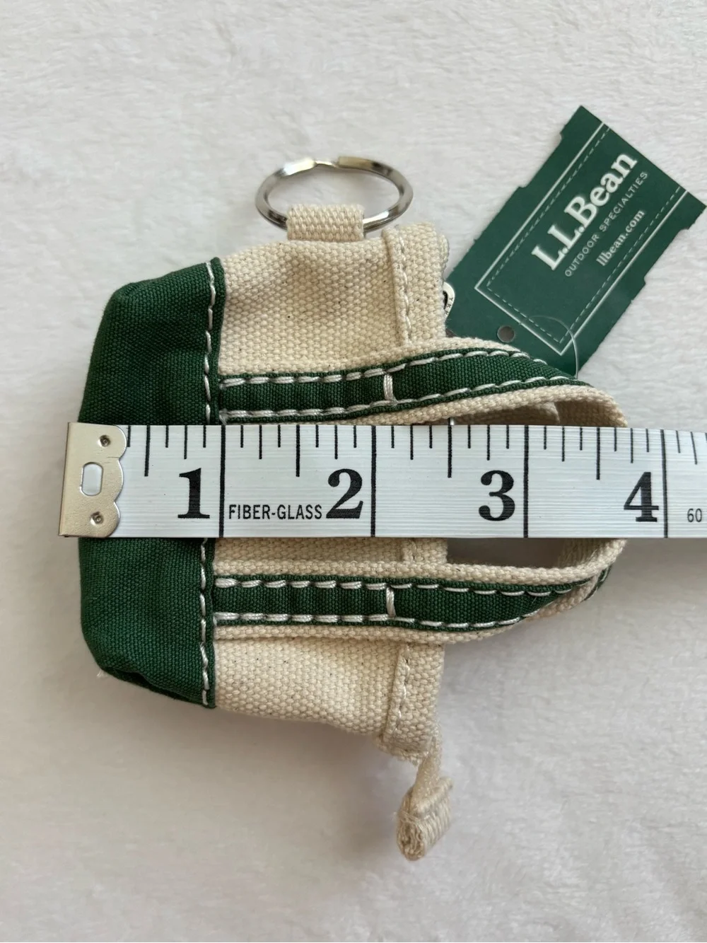 L.L. Bean Mini Canvas Tote Bag Keychain Green NWT